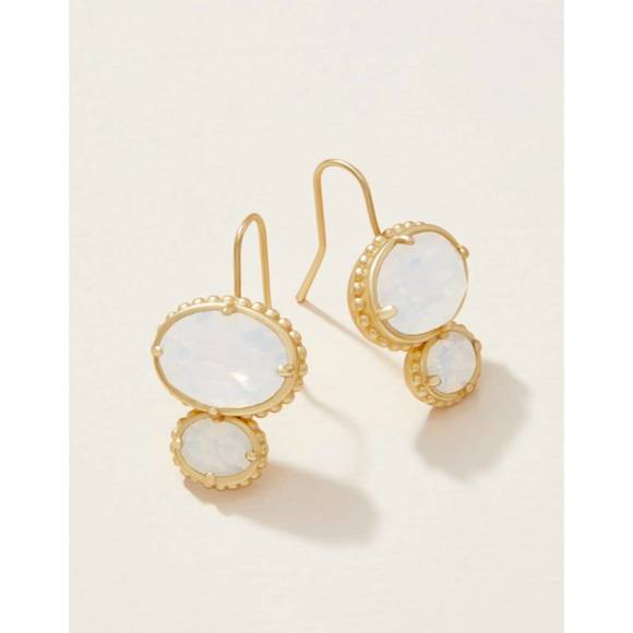 NEW SPARTINA 449 women's cristal dual oval earrings in white opal - Picture 1 of 1
